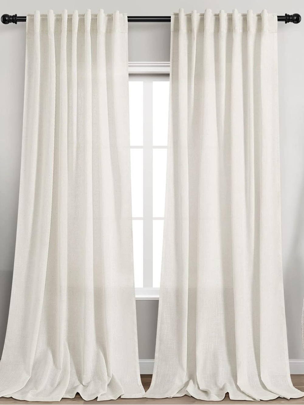 Cream linen curtains 52”x102” 2 panels